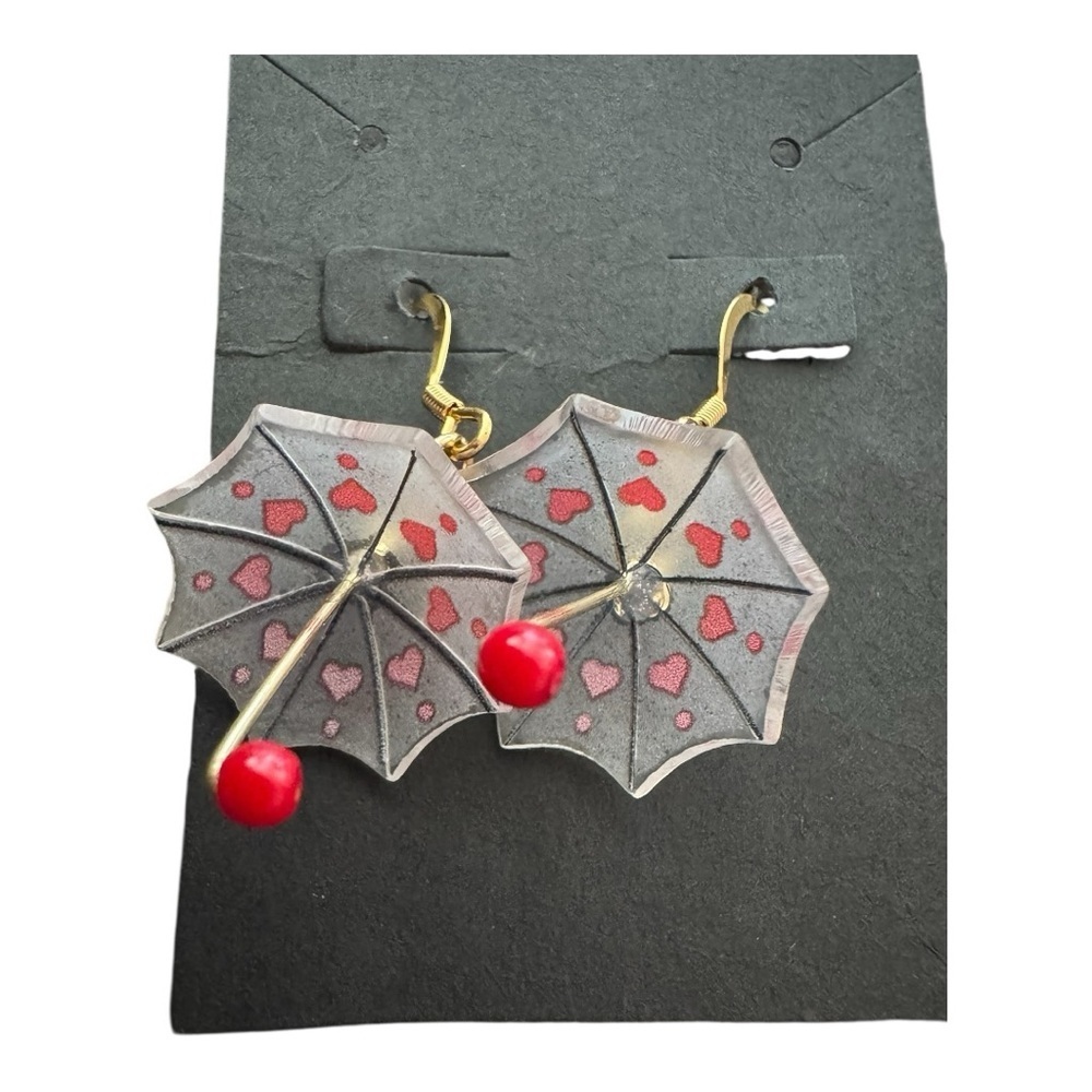 Whimsical Gold and Red Umbrella Accessories - Picture 3 of 6